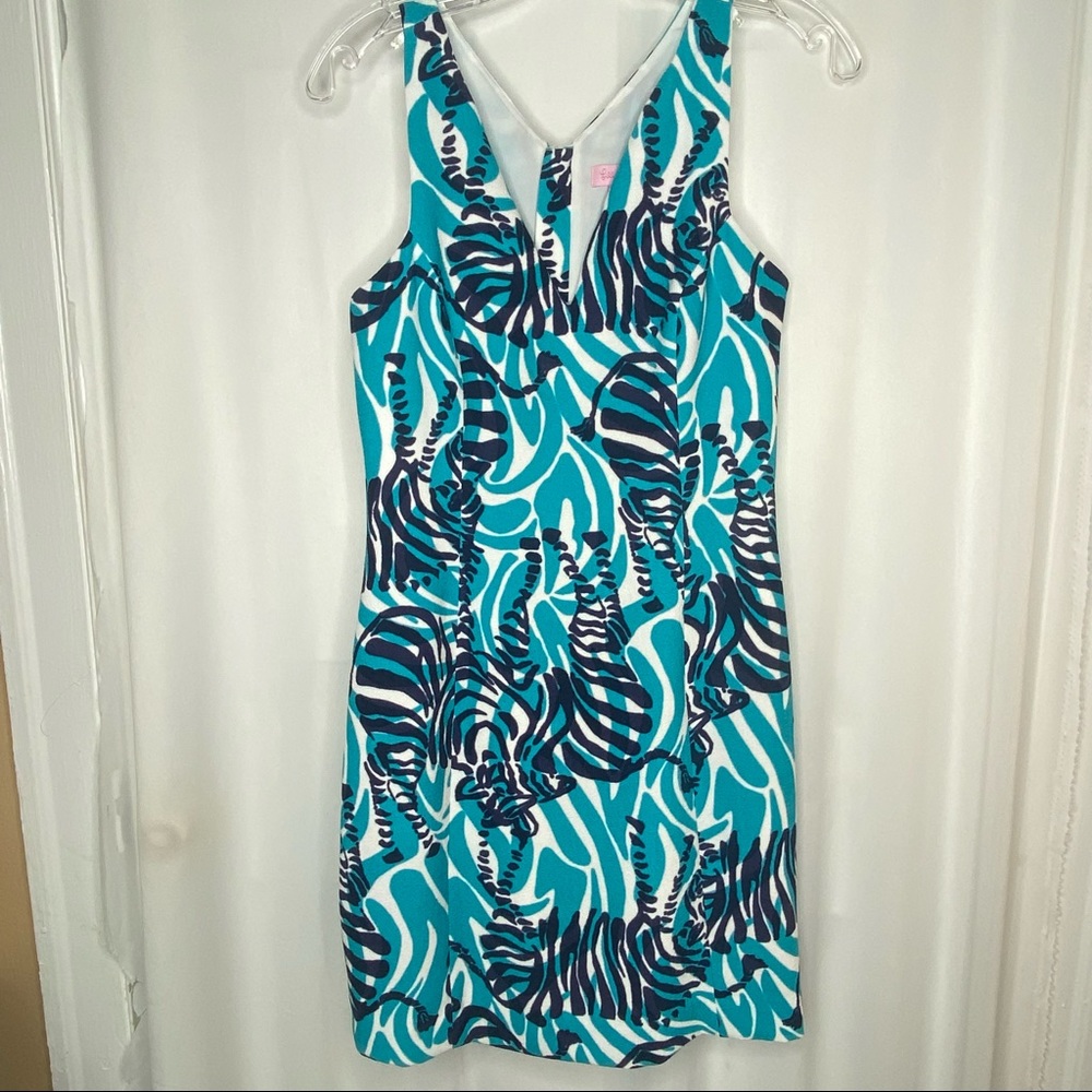 Lilly Pulitzer Turquoise Teal & Navy Abstract Print Mini Dress